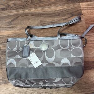 Coach Metallic Gray Signature Shoulder Bag